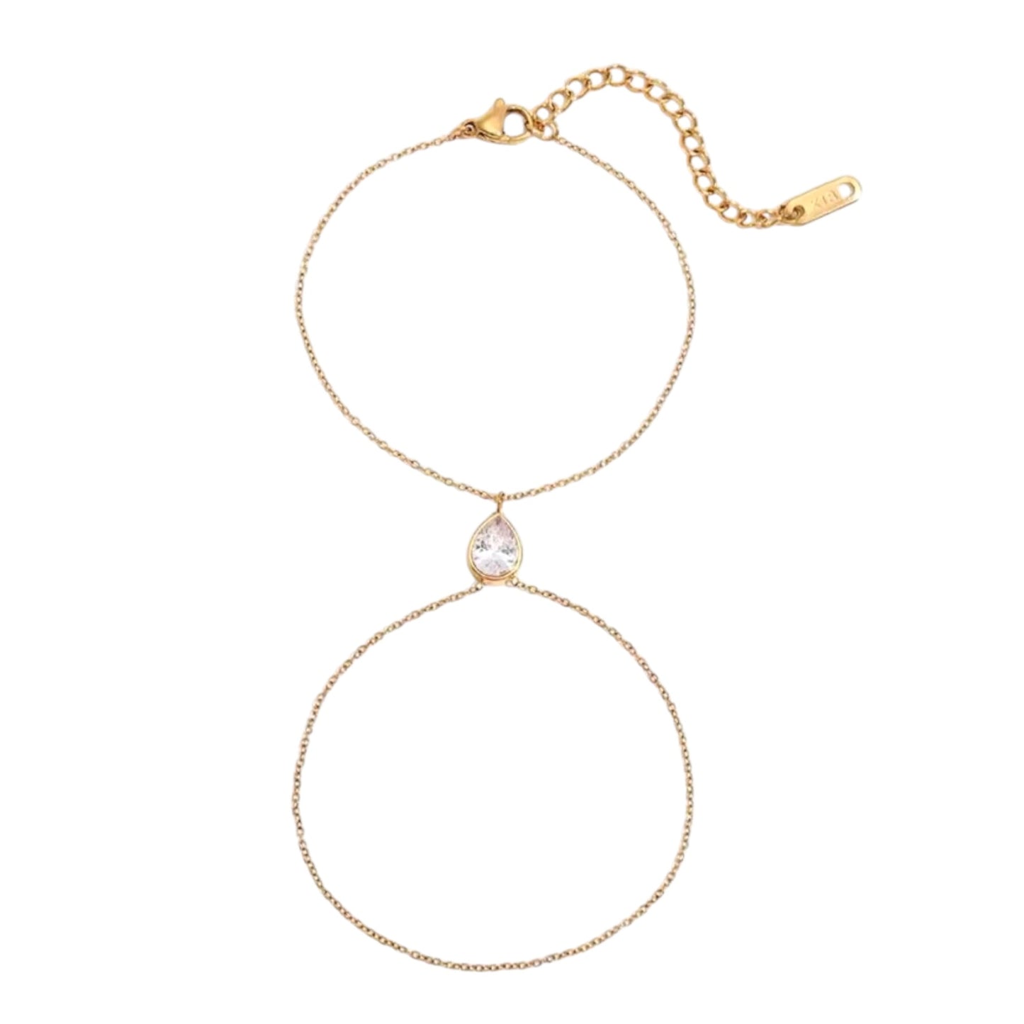 Avery Pear Cut Zircon Hand Chain Bracelet -18K