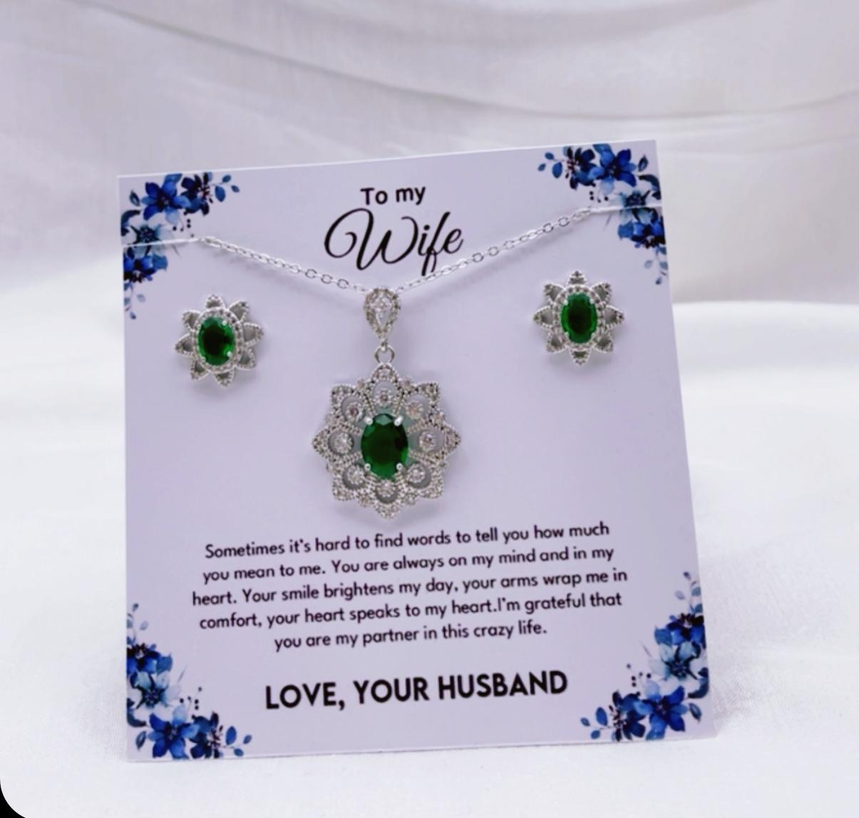 925 silver coated Flower pendant set wife gift box