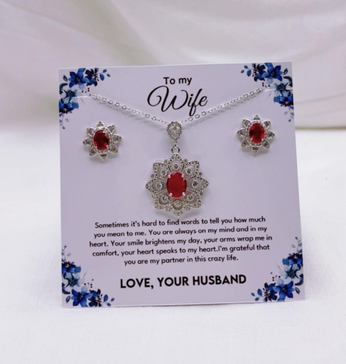 925 silver coated Flower pendant set wife gift box