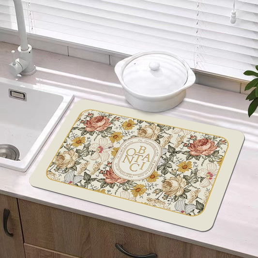 Anti Slip Dish Drying Mat -Botanical