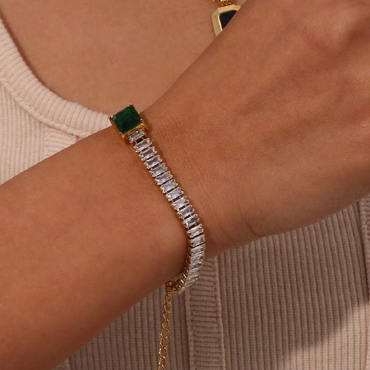 Emerald With bracket Stone Zircon Bracelet