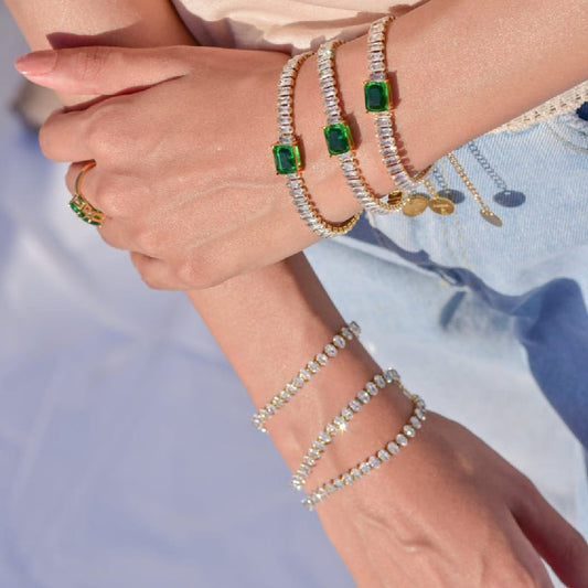 Emerald With bracket Stone Zircon Bracelet