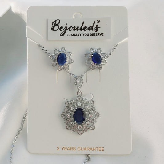 925 silver coated Flower pendant set wife gift box